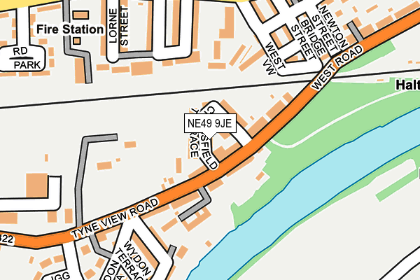 NE49 9JE map - OS OpenMap – Local (Ordnance Survey)