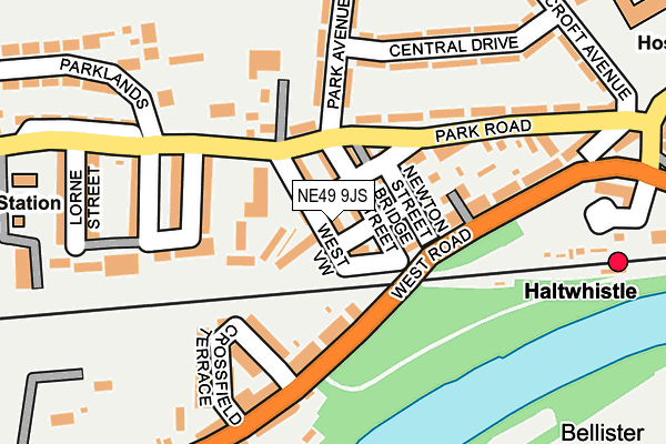 NE49 9JS map - OS OpenMap – Local (Ordnance Survey)