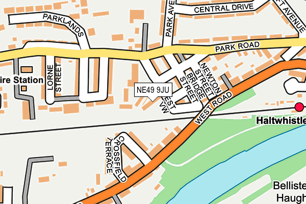 NE49 9JU map - OS OpenMap – Local (Ordnance Survey)