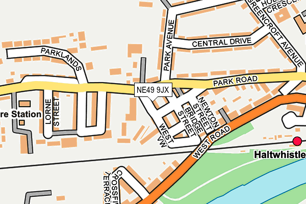 NE49 9JX map - OS OpenMap – Local (Ordnance Survey)