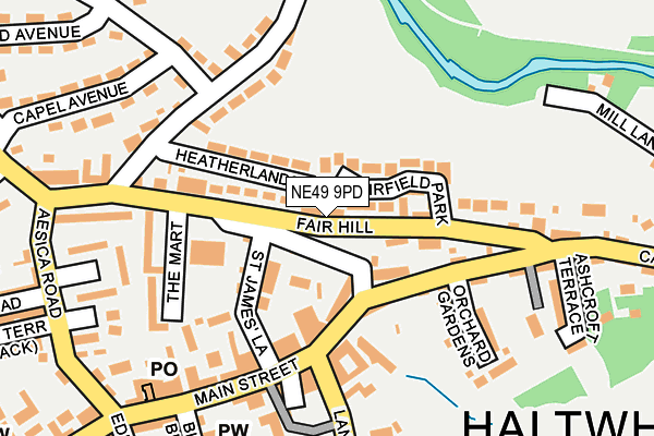 NE49 9PD map - OS OpenMap – Local (Ordnance Survey)