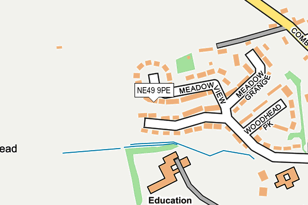 NE49 9PE map - OS OpenMap – Local (Ordnance Survey)