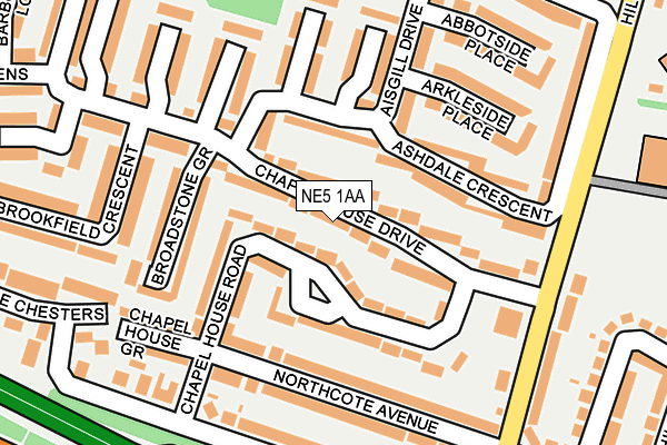 NE5 1AA map - OS OpenMap – Local (Ordnance Survey)