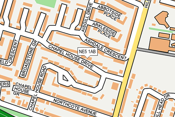 NE5 1AB map - OS OpenMap – Local (Ordnance Survey)
