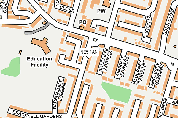 NE5 1AN map - OS OpenMap – Local (Ordnance Survey)