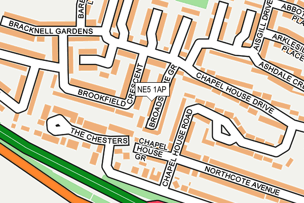 NE5 1AP map - OS OpenMap – Local (Ordnance Survey)