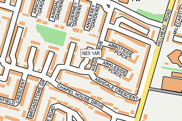 NE5 1AR map - OS OpenMap – Local (Ordnance Survey)