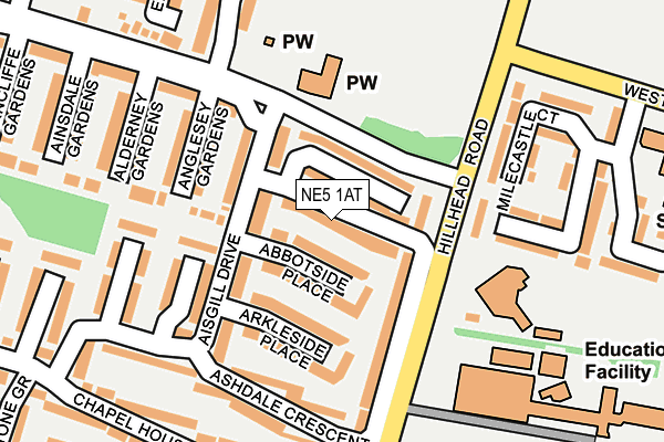 NE5 1AT map - OS OpenMap – Local (Ordnance Survey)