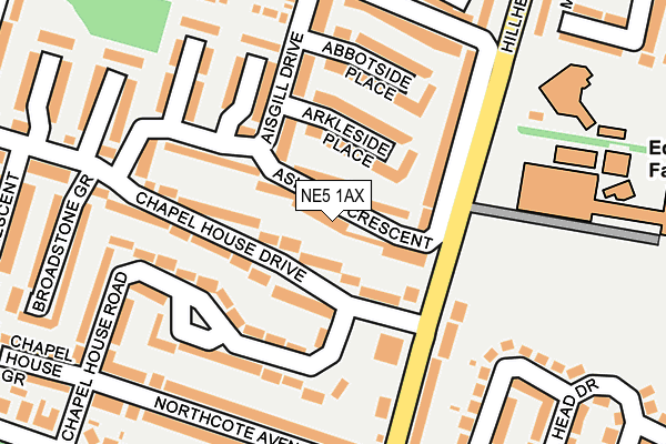 NE5 1AX map - OS OpenMap – Local (Ordnance Survey)