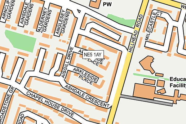 NE5 1AY map - OS OpenMap – Local (Ordnance Survey)