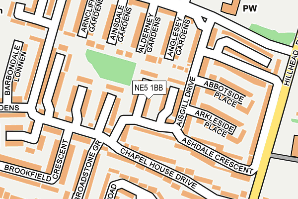 NE5 1BB map - OS OpenMap – Local (Ordnance Survey)