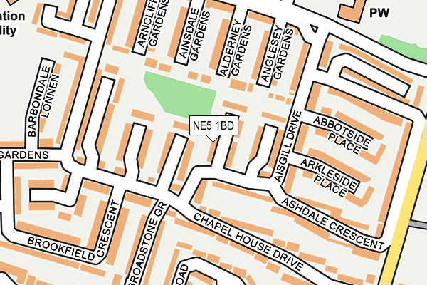 NE5 1BD map - OS OpenMap – Local (Ordnance Survey)