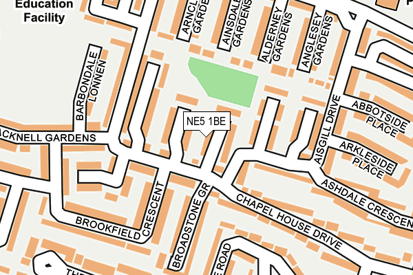 NE5 1BE map - OS OpenMap – Local (Ordnance Survey)