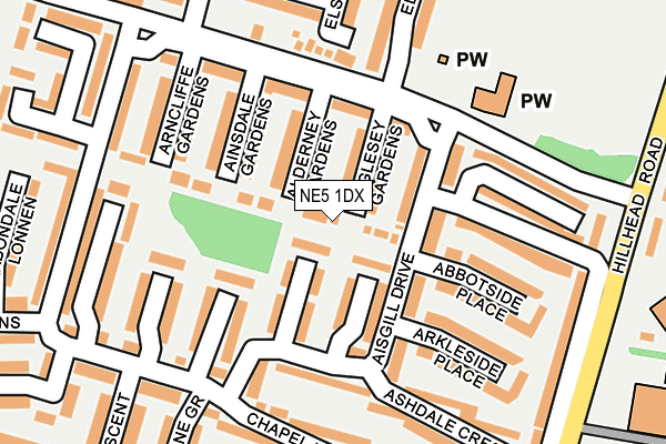 NE5 1DX map - OS OpenMap – Local (Ordnance Survey)
