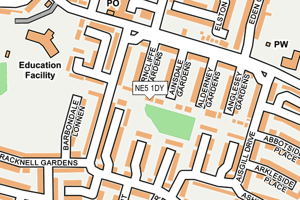 NE5 1DY map - OS OpenMap – Local (Ordnance Survey)