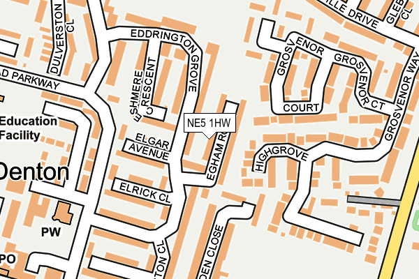 NE5 1HW map - OS OpenMap – Local (Ordnance Survey)