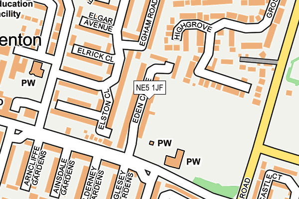 NE5 1JF map - OS OpenMap – Local (Ordnance Survey)