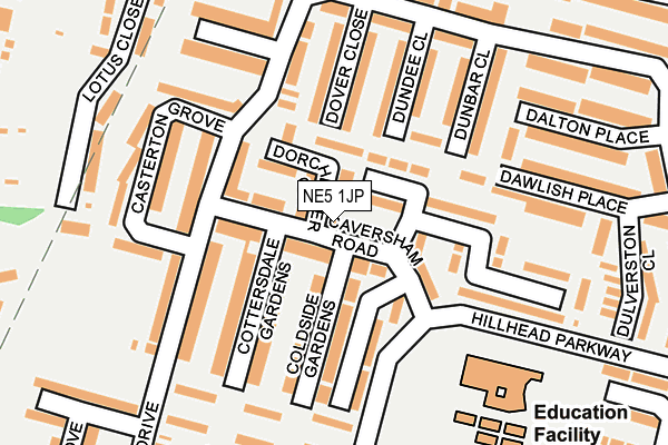 NE5 1JP map - OS OpenMap – Local (Ordnance Survey)
