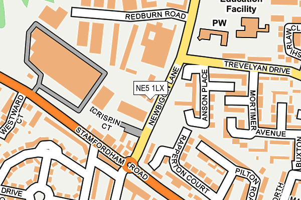 NE5 1LX map - OS OpenMap – Local (Ordnance Survey)