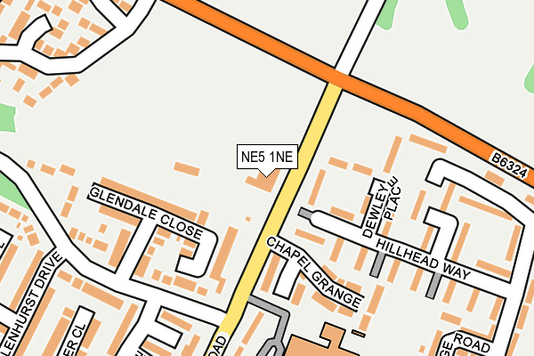 NE5 1NE map - OS OpenMap – Local (Ordnance Survey)