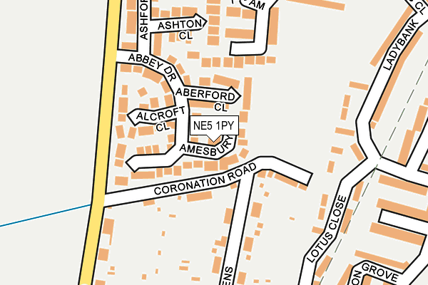 NE5 1PY map - OS OpenMap – Local (Ordnance Survey)