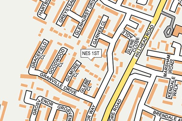 NE5 1ST map - OS OpenMap – Local (Ordnance Survey)