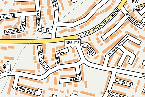 NE5 1TF map - OS OpenMap – Local (Ordnance Survey)