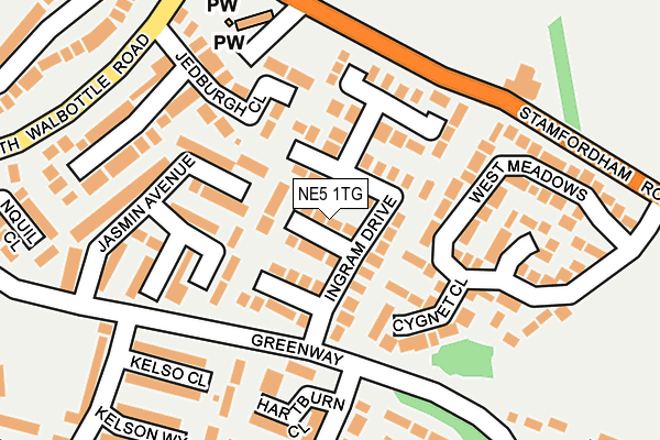 NE5 1TG map - OS OpenMap – Local (Ordnance Survey)