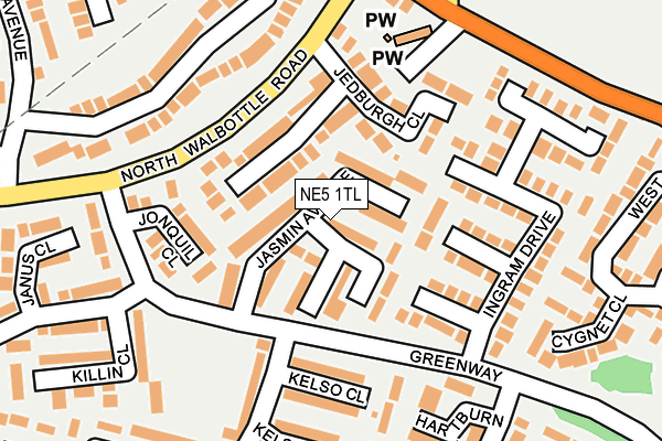 NE5 1TL map - OS OpenMap – Local (Ordnance Survey)
