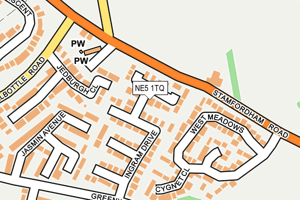 NE5 1TQ map - OS OpenMap – Local (Ordnance Survey)