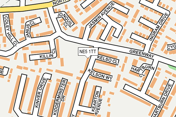 NE5 1TT map - OS OpenMap – Local (Ordnance Survey)
