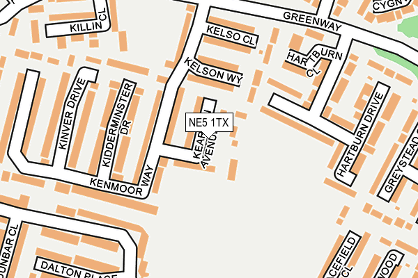 NE5 1TX map - OS OpenMap – Local (Ordnance Survey)