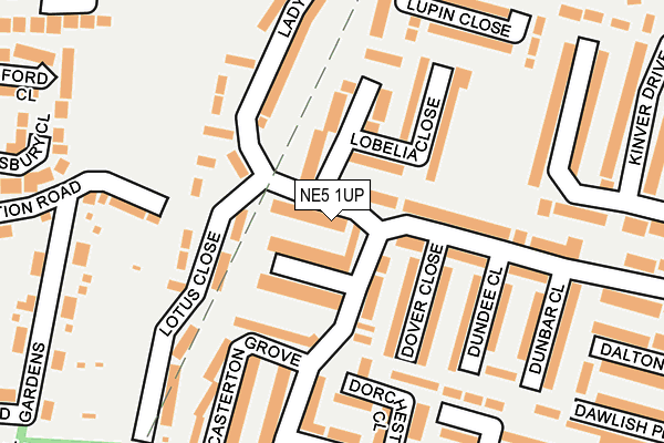 NE5 1UP map - OS OpenMap – Local (Ordnance Survey)