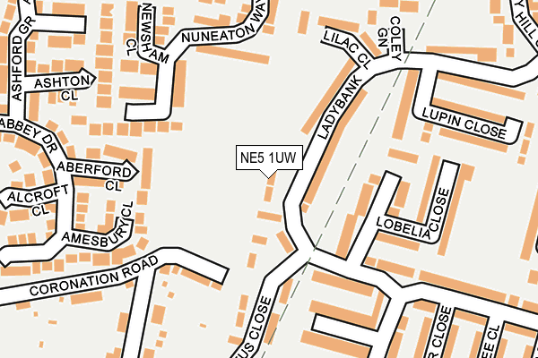 NE5 1UW map - OS OpenMap – Local (Ordnance Survey)