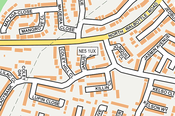 NE5 1UX map - OS OpenMap – Local (Ordnance Survey)