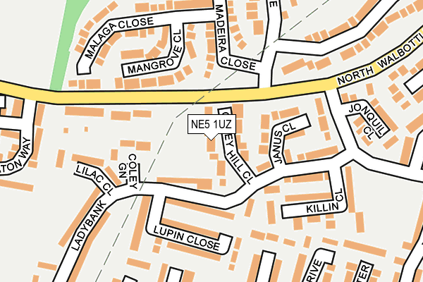 NE5 1UZ map - OS OpenMap – Local (Ordnance Survey)