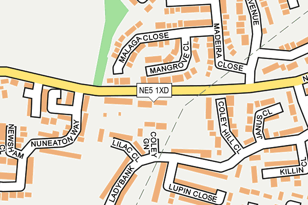 NE5 1XD map - OS OpenMap – Local (Ordnance Survey)