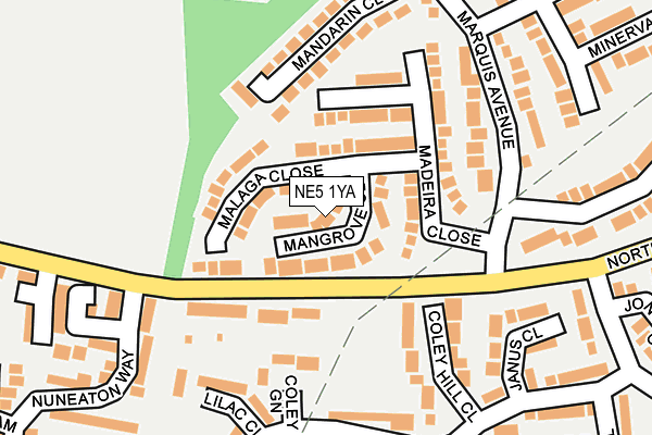 NE5 1YA map - OS OpenMap – Local (Ordnance Survey)