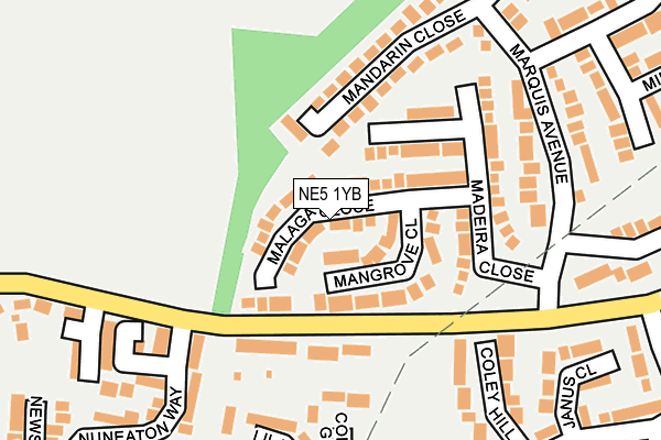 NE5 1YB map - OS OpenMap – Local (Ordnance Survey)