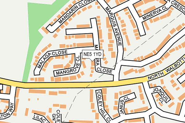 NE5 1YD map - OS OpenMap – Local (Ordnance Survey)