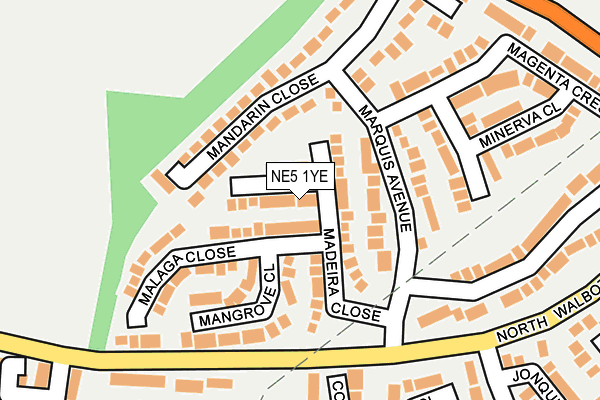 NE5 1YE map - OS OpenMap – Local (Ordnance Survey)