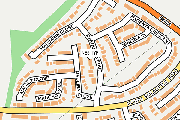 NE5 1YF map - OS OpenMap – Local (Ordnance Survey)