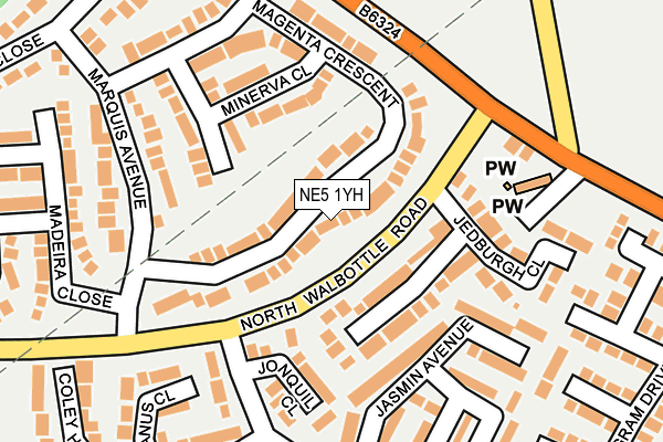 NE5 1YH map - OS OpenMap – Local (Ordnance Survey)