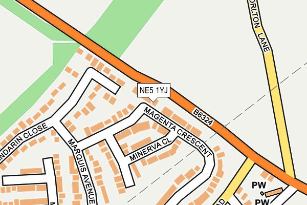 NE5 1YJ map - OS OpenMap – Local (Ordnance Survey)