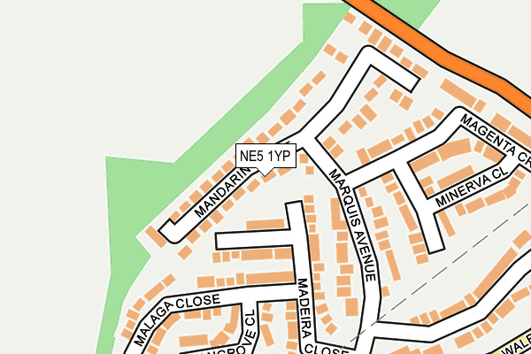 NE5 1YP map - OS OpenMap – Local (Ordnance Survey)