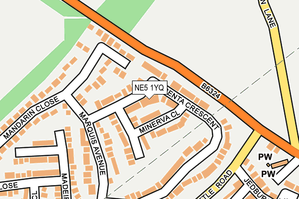 NE5 1YQ map - OS OpenMap – Local (Ordnance Survey)