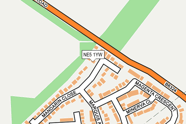 NE5 1YW map - OS OpenMap – Local (Ordnance Survey)