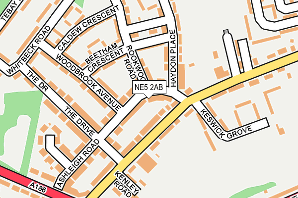 NE5 2AB map - OS OpenMap – Local (Ordnance Survey)