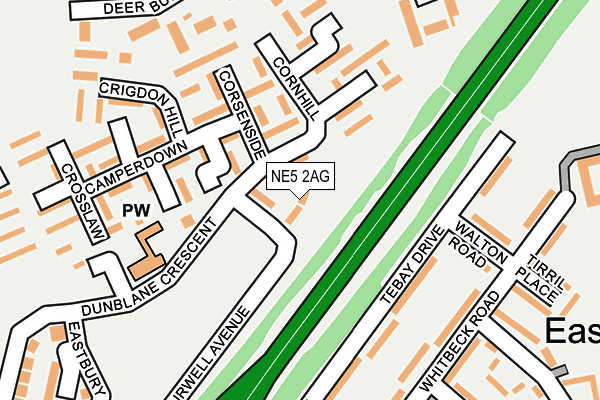 NE5 2AG map - OS OpenMap – Local (Ordnance Survey)