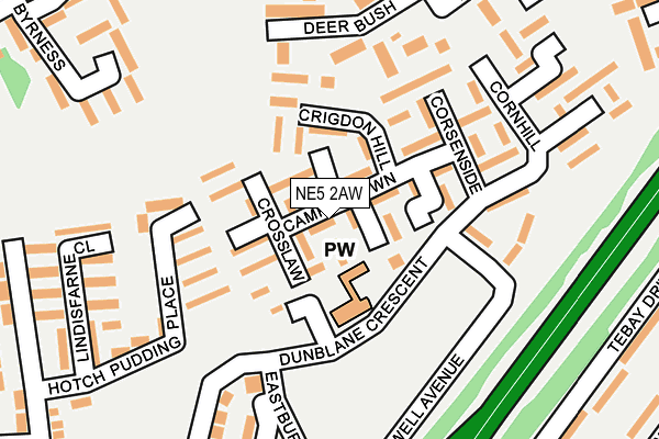 NE5 2AW map - OS OpenMap – Local (Ordnance Survey)